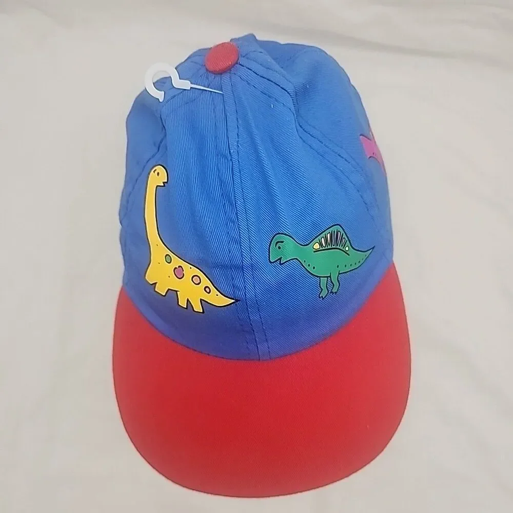 Cap Dinosaur Pattern Stretch Back Kids Ball Hat Dino Blue Colorful Kid Dazzle